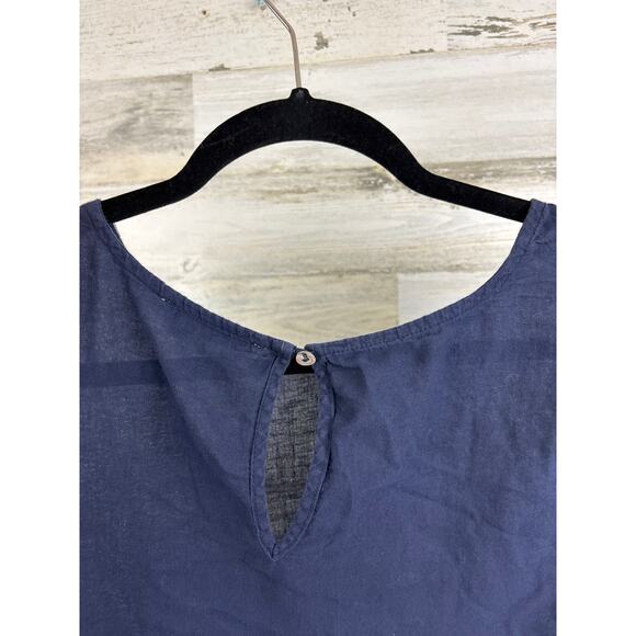 Tassel n Lace womens 8 navy blue white boho embroidered top blouse lightweight - Picture 3 of 4